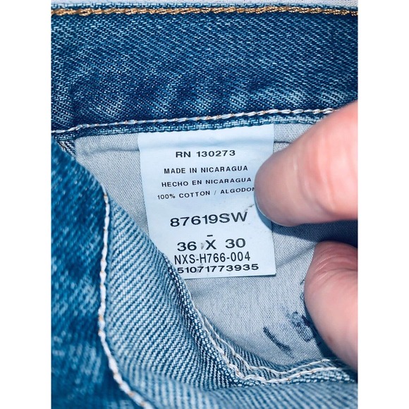 36x30 Rustler Regular Fit Straight Leg Mens Hardworking Denim Blue Jeans Issue - Picture 11 of 12